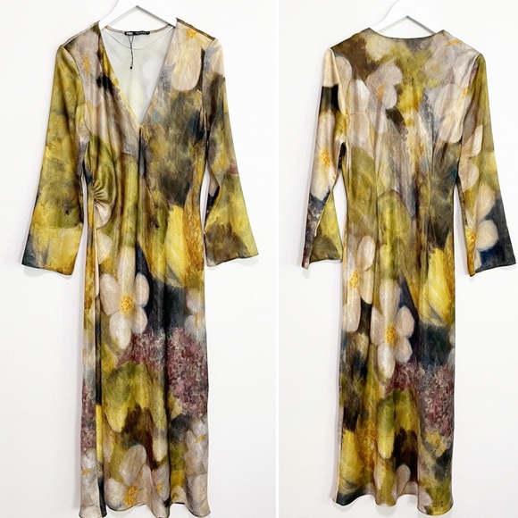 Zara Floral Maxi Dress - Green and Cream - Picture 4 of 13